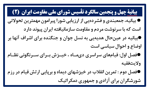 بیانیه چهل‌ و پنجمین سالگرد تأسیس شورای ملی مقاومت ایران  